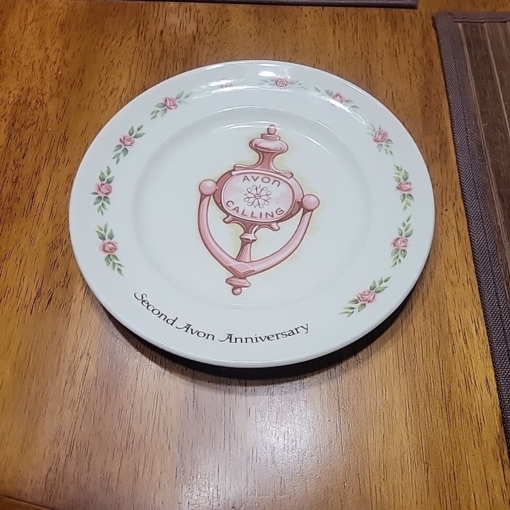Avon Second Anniversary Pink and Cream Plate